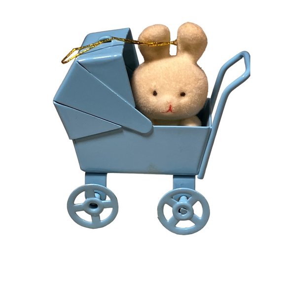 Avon Spring Bunny Collection-  Bunny in Baby Carriage & Rocker Ornaments - Picture 2 of 9